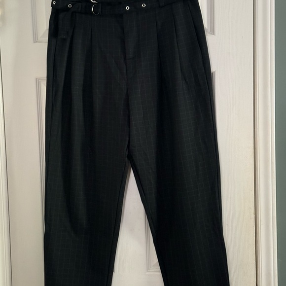S-Deer check print, double belted pants. Size XL - Picture 2 of 8